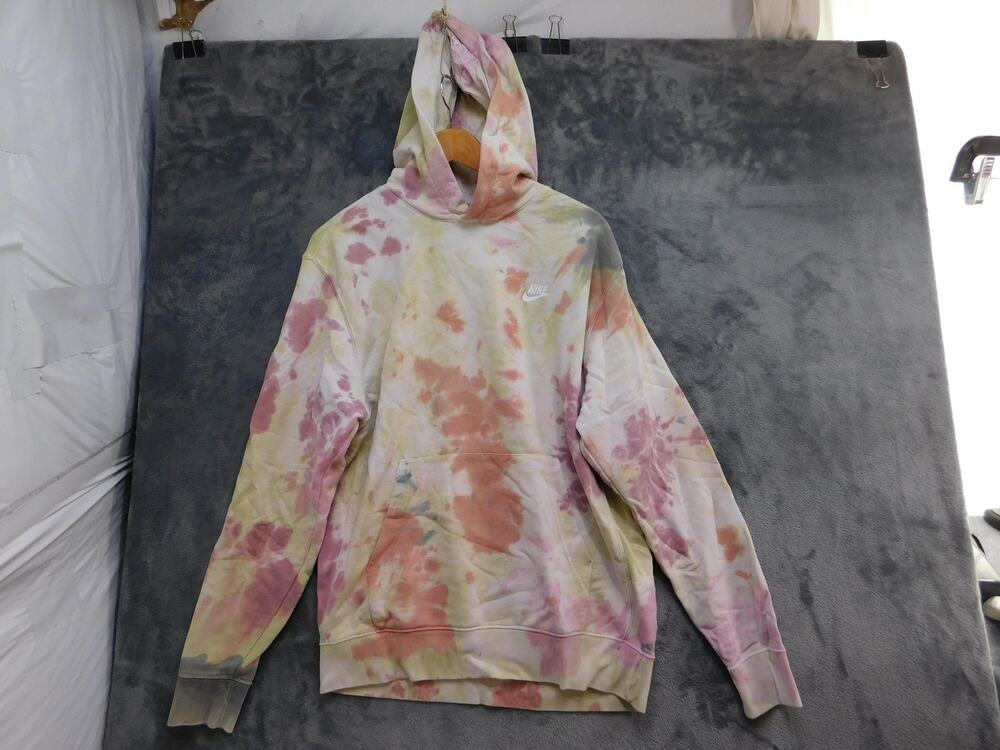 Nike Hoodie Mens M Pastel Tie Dye Pullover Hooded Pockets Fleece Swoosh